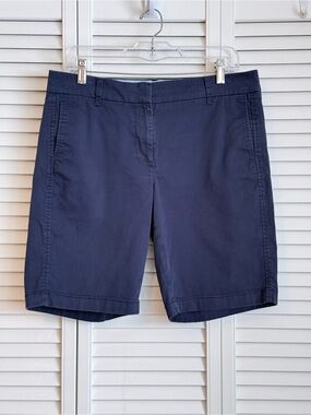 J Crew Re-Imagined Shorts Women's Navy Blue Chino Bermuda 9" Inseam Size 10